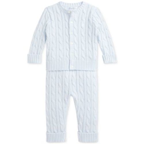 Baby Cotton Cable-Knit Cardigan & Pants Set