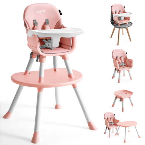 HARPPA, Baby High Chair, 8 in 1 Toddler Dining Booster Seat, Pink
