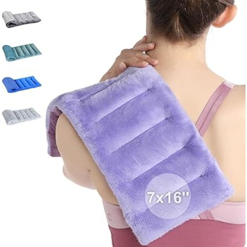 SuzziPad Microwave Heating Pad for Discomfort Reducing, 7x16 Microwavable Heated Pads, Muscle Ache, Soothing Fatigue for Neck and Shoulder, Bean Bag Moist Heat Pack, Warm Compress, Purple