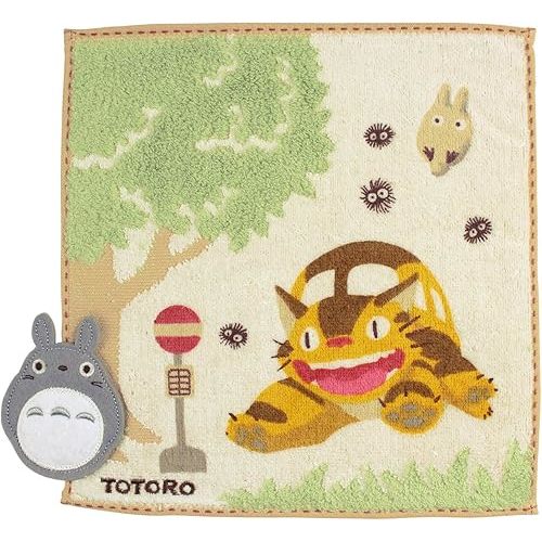 Marushin My Neighbor Totoro Totoro at Catbus Station Mini Towel - Official Studio Ghibli Merchandise, 23×２３㎝