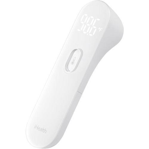iHealth No-Touch Forehead Thermometer, Infrared Digital Thermometer for Adults and Kids, Touchless Baby Thermometer, 3 Ultra-Sensitive Sensors, Large LED Digits, Quiet Vibration Feedback, Non Contact - White