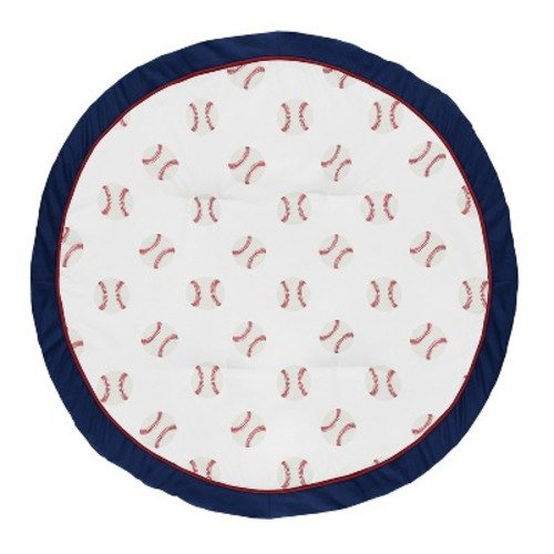 Sweet Jojo Designs Boy Baby Tummy Time Playmat Baseball Patch Red White and Blue
