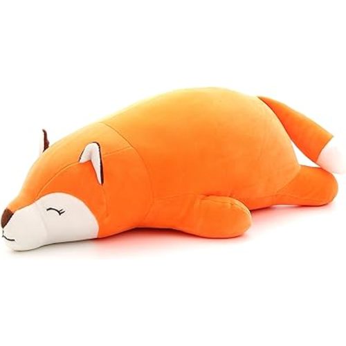 Niuniu Daddy Fox Stuffed Animals Not Weighted, Cute Big Lying Fox Plush Toy, 18.1in Kawaii Soft Plushies, Hugging Body Pillow for Christmas/Birthday/Party Gifts Presents for Kids Girls Boys Adults