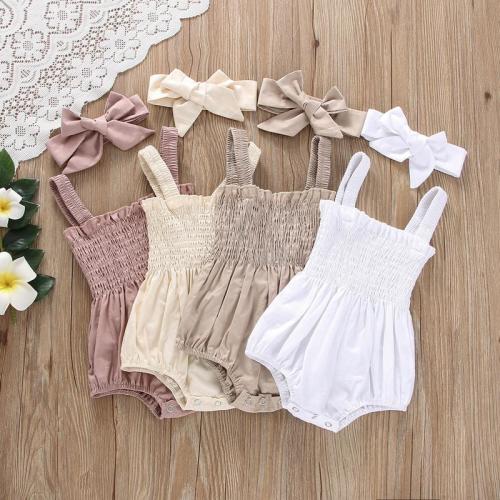 2025 New Baby Summer Multicolor Jumpsuit Outfit Solid Color Ruched - TikTok Shop