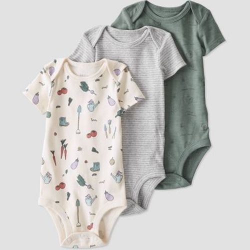 Little Planet By Carter's Baby 3pk Spring Garden Bodysuit - Green/beige Newborn