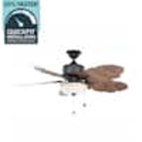 Home Decorators Collection Palm Cove 52 in. Indoor/Outdoor LED Natural Iron Ceiling Fan with Light Kit, Downrod and Reversible Motor 51422