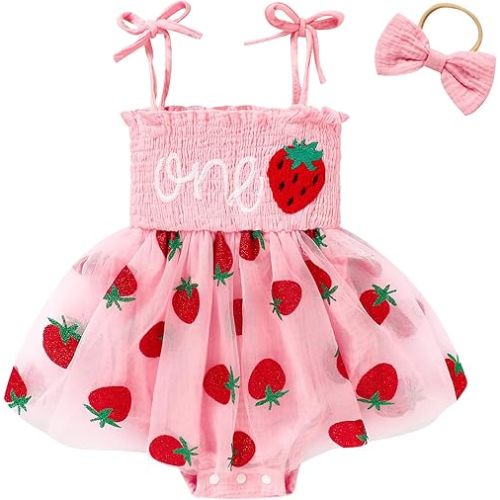 Baby Girl 1st Birthday Clothes One Year Old Tulle Romper Sleeveless Bodysuit Cake Smash Outfits