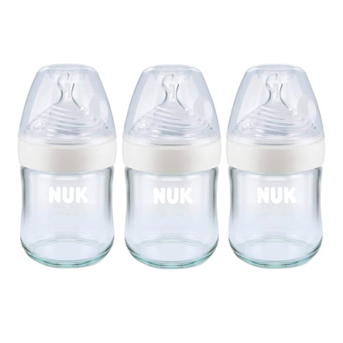 NUK Simply Natural Glass Baby Bottles, 4 oz, 3 Pack