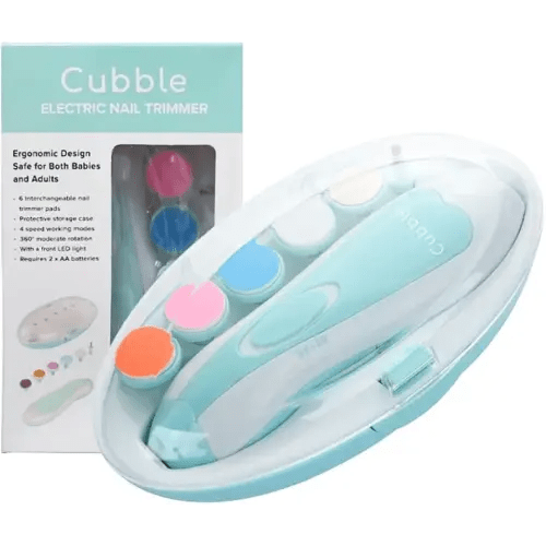 Safe and Quiet Electric Newborn and Toddler Nail Trimmer with LED Lights, 6 x Nail Trimmer Pads and 4 Speed Modes, AA Battery Operated (Blue)