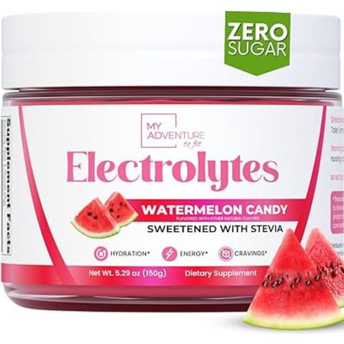 Zero Sugar - Watermelon Candy Electrolytes Powder - Refreshing Hydration - Caffeine Free Energy with All Natural Ingredients - Vegan, Keto and Paleo - Sugar Free Electrolytes Drink Mix - 30 Servings