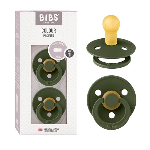 BIBS Pacifiers | Natural Rubber Baby Pacifier | Set of 2 BPA-Free Soothers | Made in Denmark | Hunter Green | Size 0-6 Months