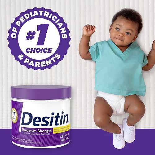 Desitin Maximum Strength Baby Diaper Rash Cream with 40% Zinc Oxide for Treatment, Relief & Prevention, Hypoallergenic, Phthalate- & Paraben-Free Paste, 16 oz - 1 Pound (Pack of 1)