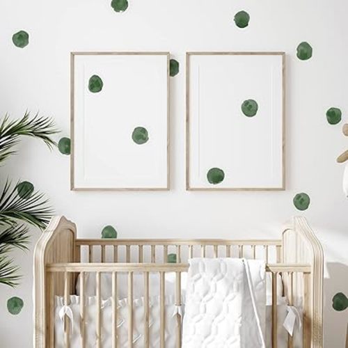 120pcs 2.2'' Blackish Green Polka Dots Wall Decals Nursery Watercolor Wall Stickers for Kids Removable Peel and Stick Wall Art Decor for Classroom Living Room Bedroom