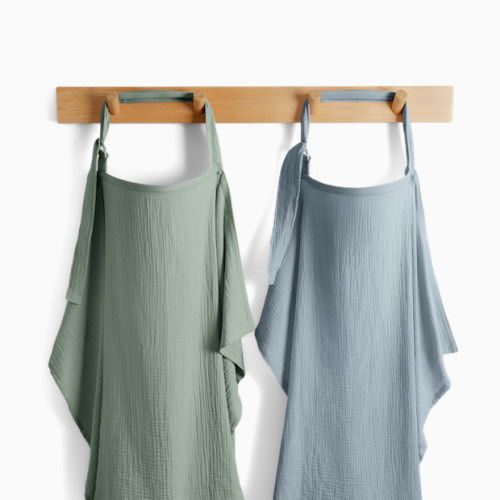 Muslin Nursing Cover with Adjustable Neck Strap (2 Pack) - Fern And Pacific Blue