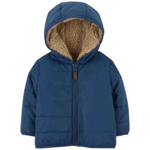 Baby 2-In-1 Reversible Puffer Jacket - Style,Blue Beige