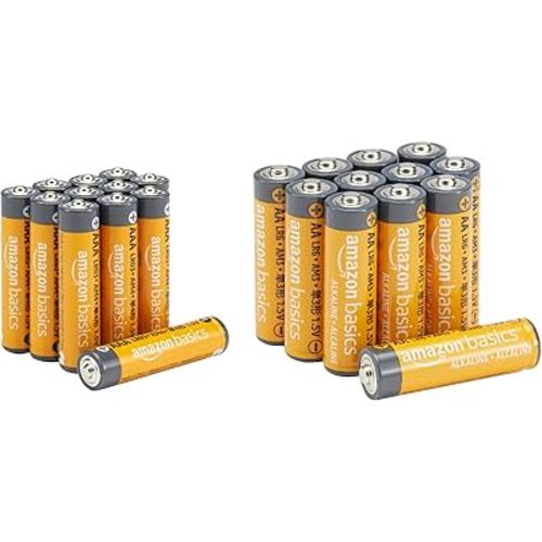 Amazon Basics 24 Count AA & AAA High-Performance Alkaline Batteries Value Pack - 12 Double AA Batteries and 12 Triple AAA Batteries