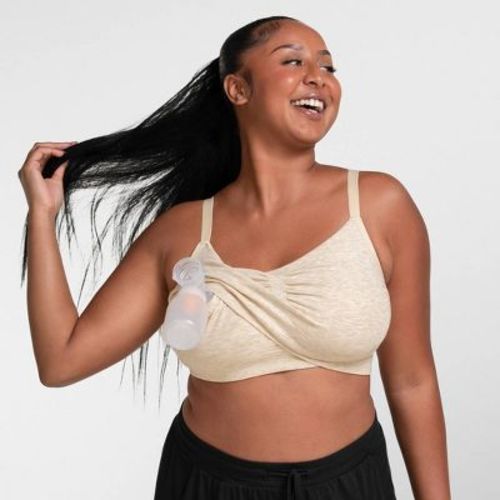 kindred by Kindred Bravely Women's Hands-Free Pumping Lounge & Sleep Bra - Oatmeal L