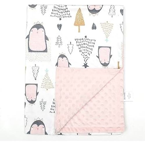 Baby Blanket for Boys Girls Baby Blankets Newborn,Super Soft Comfy,Patterned Minky with Double Layer,Dotted Backing, 30 x 40 Inch,Cute Penguin