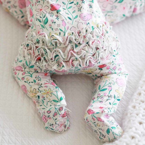 Paris Petals Ruffle Zipper Footie