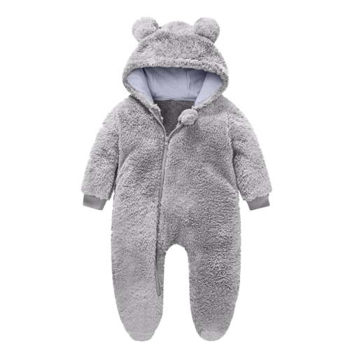 FAIWAD Newborn Baby Fleece Footie Snowsuit Unisex Winter Warm Thicken Zip Up Hooded Outfits for Girls Boys