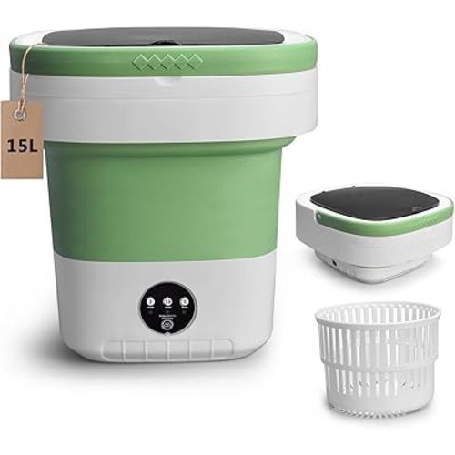 Portable Washing Machine,15 L Washer with 3 Modes Cleaning for Underwear, Baby Clothes, Sock, Small Delicates. Mini FoldableTravel Washer and Dryer Combo for Apartment, Home, Hotel, Camping,RV