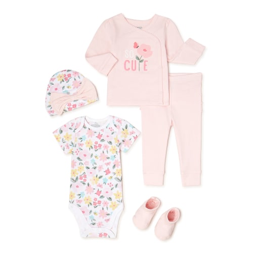 Garanimals Newborn Baby Girl Shower Gift Set, 5-Piece, Newborn-6/9 Months