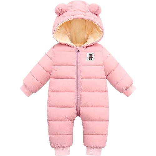 Happy Cherry Baby Snowsuit Winter Coat Warm Hoodie Romper Puffer Jacket