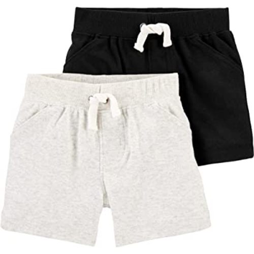 Carter's Baby Boys' 2-Pack Shorts (9 Months, Black/Heather)