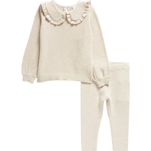 Baby Collared Sweater & Leggings Set, 3M, Beige Oatmeal Light Heather