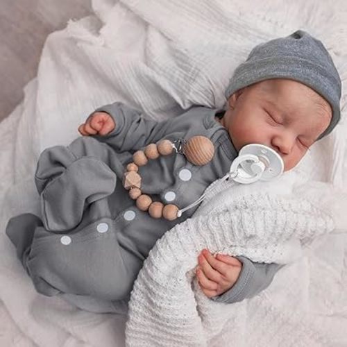 WOOROY Realistic Reborn Baby Dolls - 18 Inch Full Vinyl Body Lifelike Reborn Boy Doll Poseable Real Life Newborn Sleeping Silicone Baby Dolls Gift Toys with Accessories for Kids Age 3+