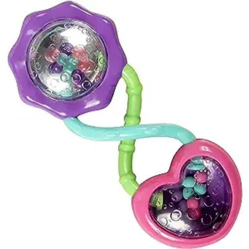 Bright Starts Rattle and Shake Barbell Toy - Pretty in Pink, Ages 3 Months +