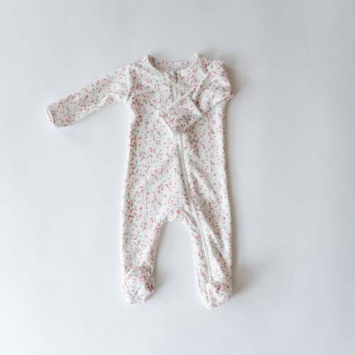 Zipper Footie Onesie in Petal