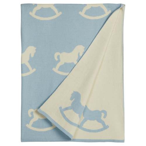 Nursery Blanket - Blue Rocking Horse