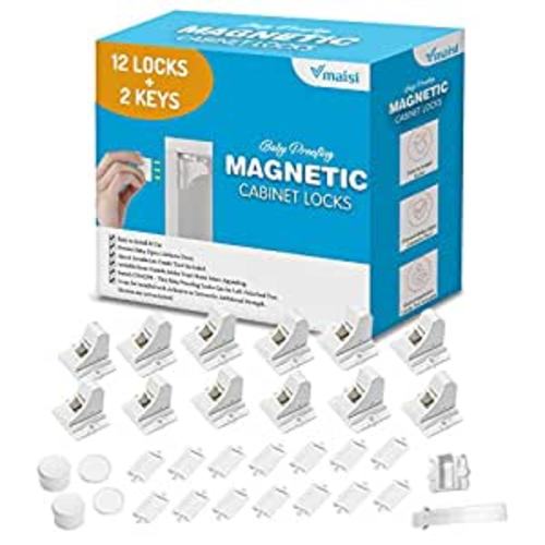 Amazon.com : Vmaisi Adhesive Magnetic Cabinet Locks (12 Locks and 2 Keys) : Baby