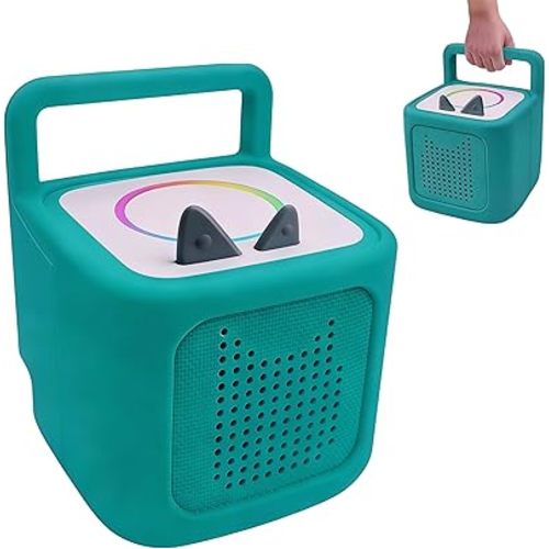 Silicone Case for Toniebox 2 Audio Player, with Thickened Comfort Grip Handle, Anti-Slip Skin (Only Case) (Tropical Teal)