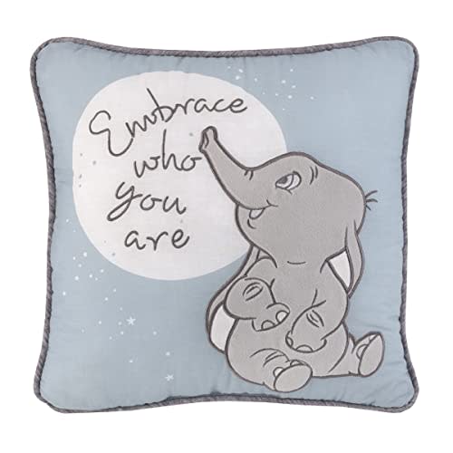 NoJo Disney Dumbo Sweet Little Baby Light Blue and White Embrace Who You are Applique Decorative Pillow