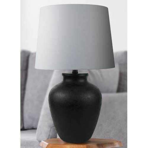 allen + roth 24-in Matte Black LED On/Off Switch Table Lamp with Fabric Shade BL71MBK at Lowes.com