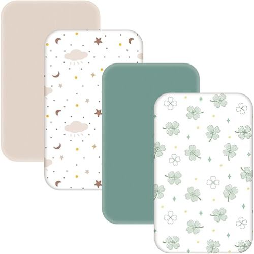 4 Pack Bassinet Sheets - 35"x20" Bedside Bassinet Sheets for Newton, Ezebaby, Angelbliss, AMKE(3 in 1) & Other Large Bedside Sleeper | Ultra Soft & Skin Friendly Bassinet Fitted Sheets for Boys Girls