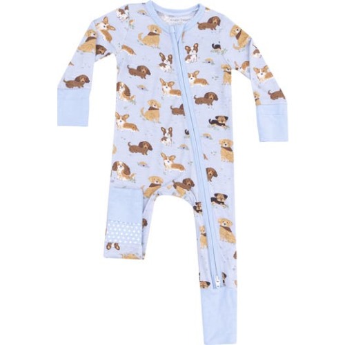 Best Friend Dog Print Convertible Zip Romper, 3-6M