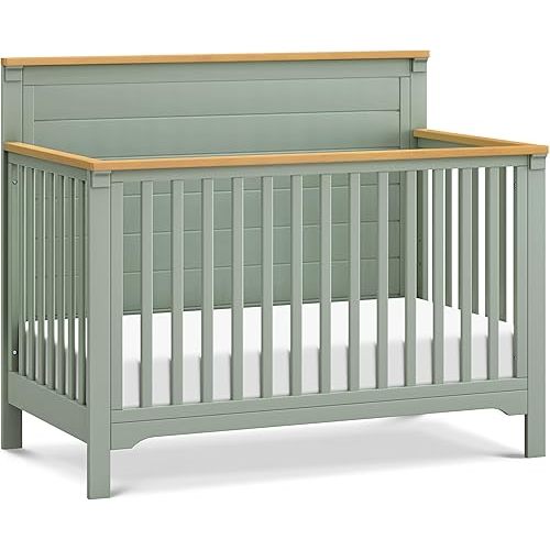 DaVinci Shea 4-in-1 Convertible Crib in Light Sage and Honey, GREENGUARD Gold Certified