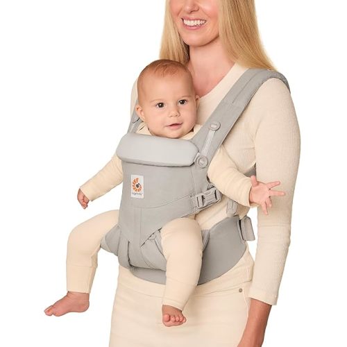 Ergobaby Omni Classic Baby Carrier for Newborn to Toddlers 0-48 Months (7-45 lbs) - 4-Position 100% Premium Cotton Baby Carrier with Ergonomic Support - Pearl Grey