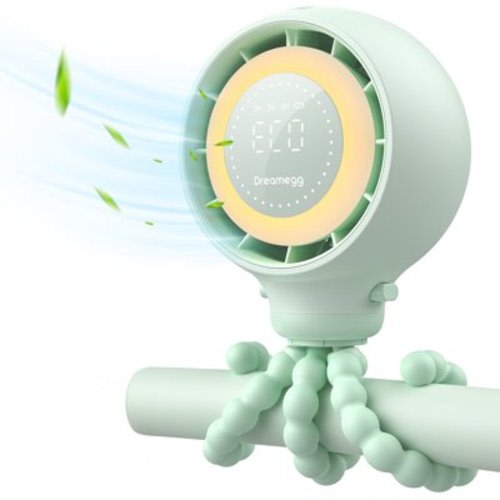 Dreamegg Portable Fan Cooling Stroller Fan for Baby, Long-Lasting Rechargeable Fan for Travel, Green