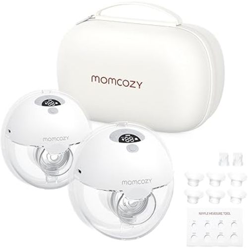 Momcozy M5 Hands Free Breast Pump, Double Wearable Breast Pump of Baby Mouth Double-Sealed Flange with 3 Modes & 9 Levels, Electric Breast Pump Portable - 24mm, 2 Pack Gray