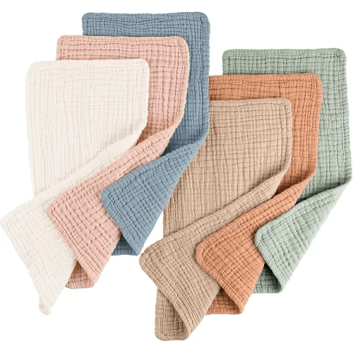 Konssy Muslin Baby Burp Cloths Sets for Unisex- 6 Pack Large 100% Cotton Burping Clothes for Newborn，Baby Girls and Boys