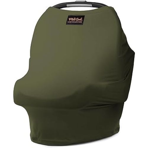Milk Snob Original 5-in-1 Luxe Cover in Olive - Added Privacy for Breastfeeding, Baby Car Seat, Carrier, Stroller, High Chair, Shopping Cart, Lounger Canopy, Newborn Essentials, Nursing Top