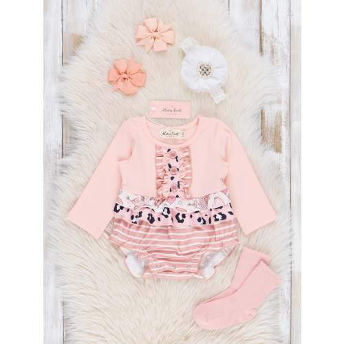 Peach Leopard Stripes Ruffle Bubble