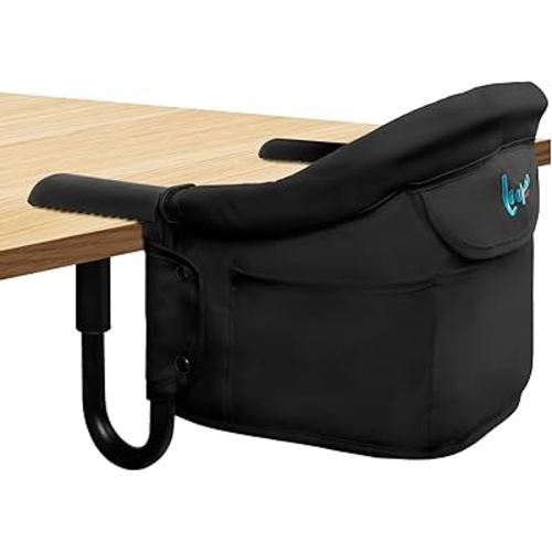 Hook on High Chair,Portable Foldable High Chair for Babies 6-36 Months, Includes Storage Bag (Black)