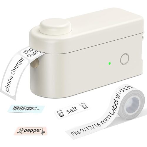 Makeid L1 Label Maker Machine with Tape - Portable & Rechargeable Label Makers Compatible with 9/12/16mm Waterproof Tape - Mini Bluetooth Labeler for Organizing Home Office School