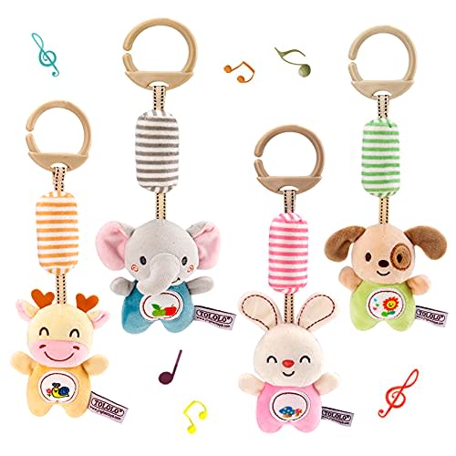 Blppldyci Baby Hanging Toys Infant Sensory Activities Car Seats Stroller Crib Games Montessori Learning Education Travel Essential for Newborns Toddlers Boys Girls Ages 3+ Months, Pack of 4