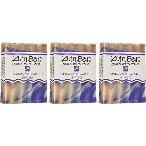 Indigo Wild Zum Goat's Milk Soap Bar - Bar Soap for Hands & Body Made with Essential Oils - 3 oz - Frankincense-Lavender (3 Pack)